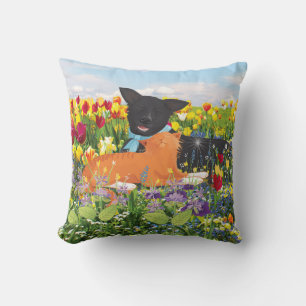 Black Dog, Red Cat  Cushion