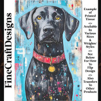 Black Dog, Red Collar, Colourful Paint Z6 Decoupag