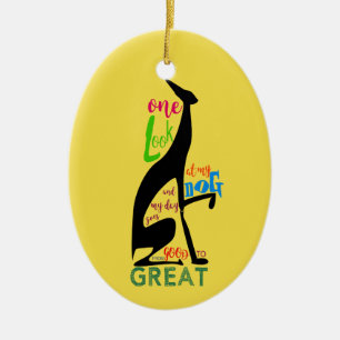 Black Dog Silhouette Greyhound Ornament Christmas