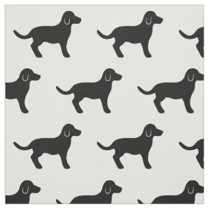 Black Dog Silhouette Pattern Fabric