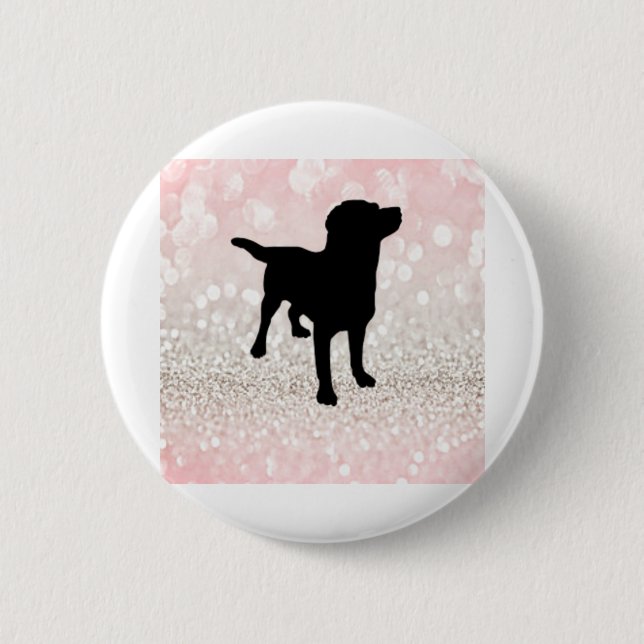 Black Dog Sparkle 6 Cm Round Badge (Front)