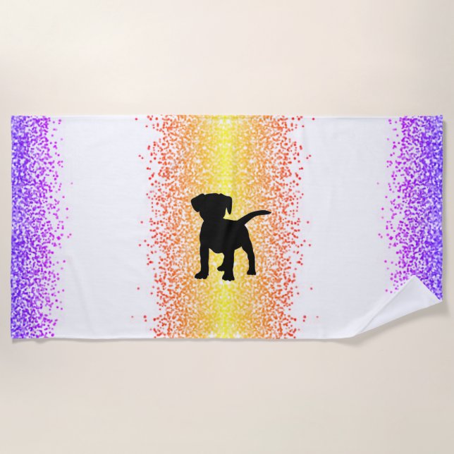 Black Dog Sparkle Beach Towel (Front)