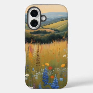 Black Dog Wildflower iPhone 16 Case