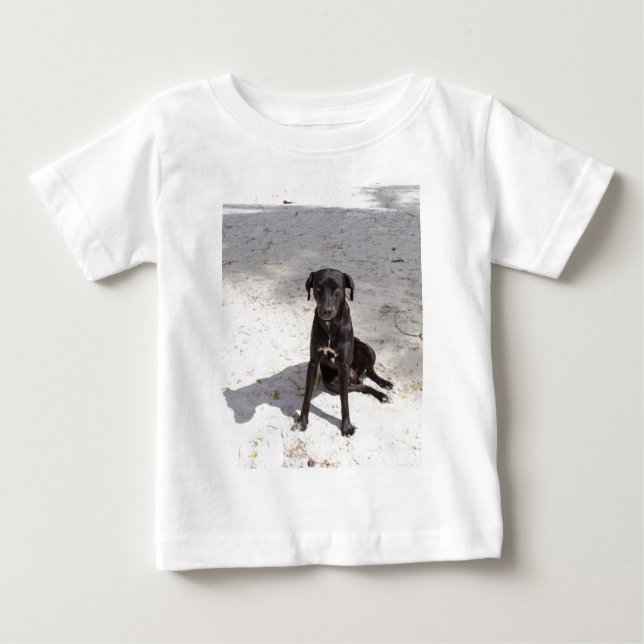 Black dog with an evil eye baby T-Shirt (Front)