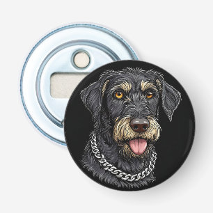 Black Dog With Chain Necklace Bottle Opener