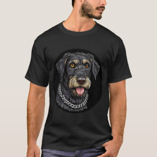 Black Dog With Chain Necklace T-Shirt