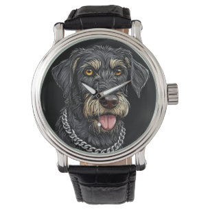 Black Dog With Chain Necklace Watch