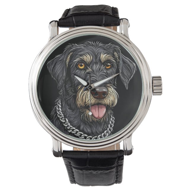 Black Dog With Chain Necklace Watch (Front)