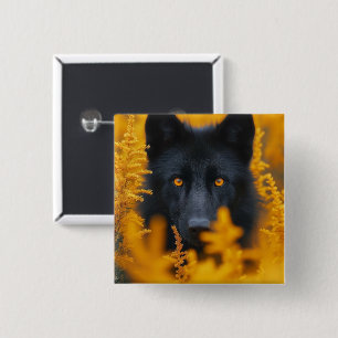 Black Dog with Stunning Gold Eyes 15 Cm Square Badge