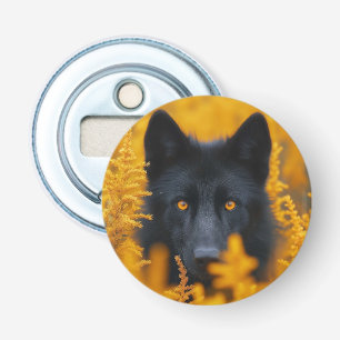Black Dog with Stunning Gold Eyes Bottle Opener