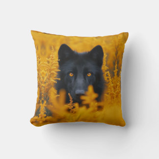 Black Dog with Stunning Gold Eyes Cushion