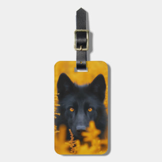 Black Dog with Stunning Gold Eyes Luggage Tag