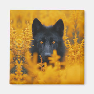 Black Dog with Stunning Gold Eyes Magnet