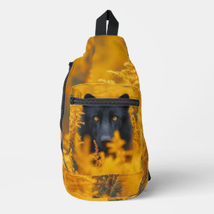 Black Dog with Stunning Gold Eyes Sling Bag