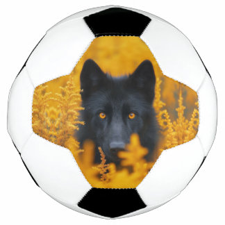 Black Dog with Stunning Gold Eyes Soccer Ball