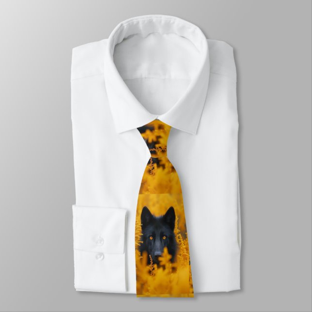 Black Dog with Stunning Gold Eyes Tie (Tied)