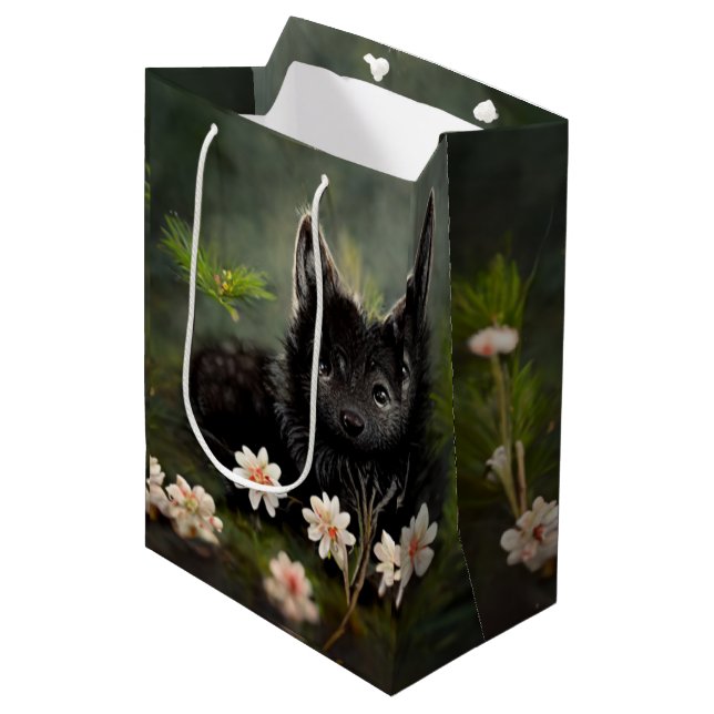 Black doggy puppy cute dog   gift bag (Front Angled)