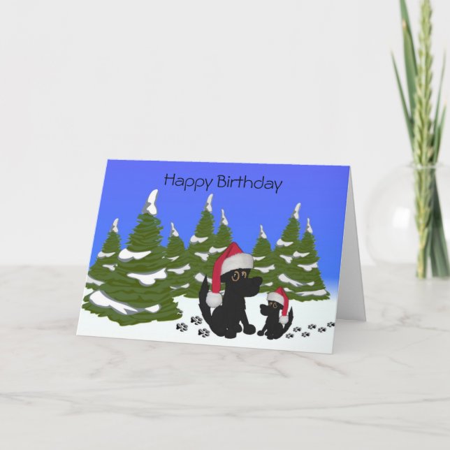 Black Dogs Christmas Birthday Card (Front)