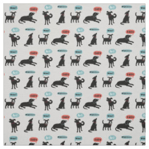 Black Dogs Cute Barking Dogs Patterned Fabric