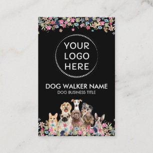 Black Dogs Cute Floral Photo Logo circle Business Card