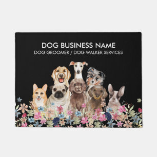 Black Dogs Floral Pet Sitter Doormat