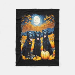 Black Dogs Halloween Dog Lovers Starry Night Fleece Blanket