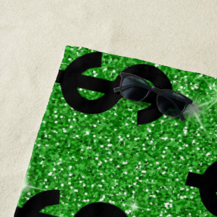 Black Dollar Sign Money Entrepreneur Wall Street Beach Towel