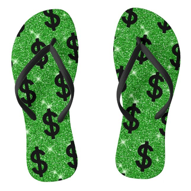 Black Dollar Sign Money Entrepreneur Wall Street Jandals (Footbed)