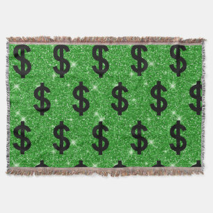 Black Dollar Sign Money Entrepreneur Wall Street Throw Blanket