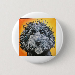 Black doodle 6 cm round badge