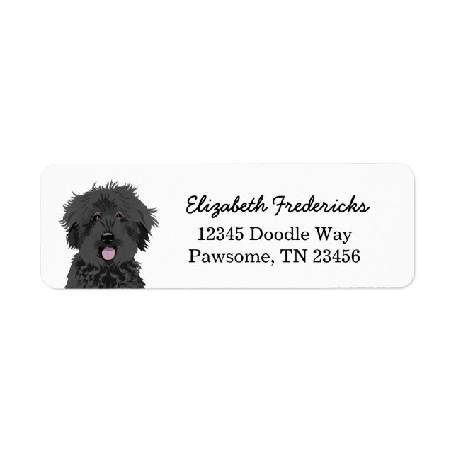 Black Doodle Dog Custom Return Address (Front)