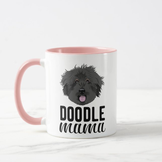 Black Doodle Dog Mama Custom Photo Mug (Left)