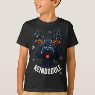 Black Doodle Dog Reindoodle Reindeer Doodle Christ T-Shirt
