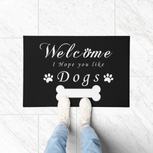 Black Doormat Welcome I Hope  You Like Dogs 