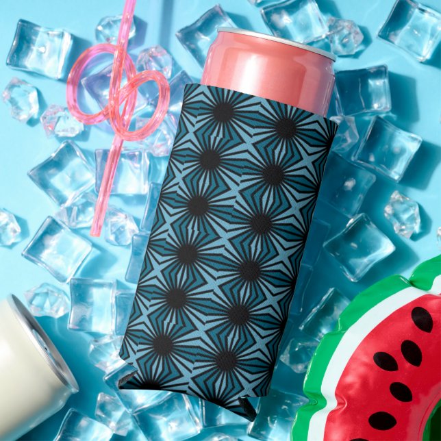 Black dot on blue seltzer can cooler (In Situ Summer)