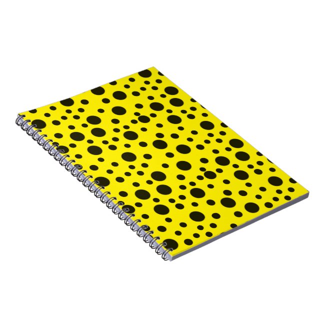 Black Dot Pattern Design on yellow BG    Notebook (Right Side)