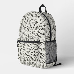 Black Dot Pattern Printed Backpack