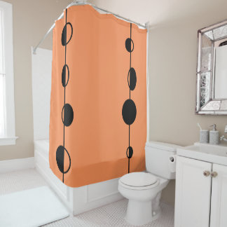 Black dots and vertical lines on Orange Shower Curtain