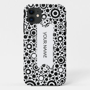 Black Dots & Circle Pattern + your text & backgr. Case-Mate iPhone Case