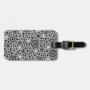 Black Dots & Circle Pattern + your text & backgr. Luggage Tag