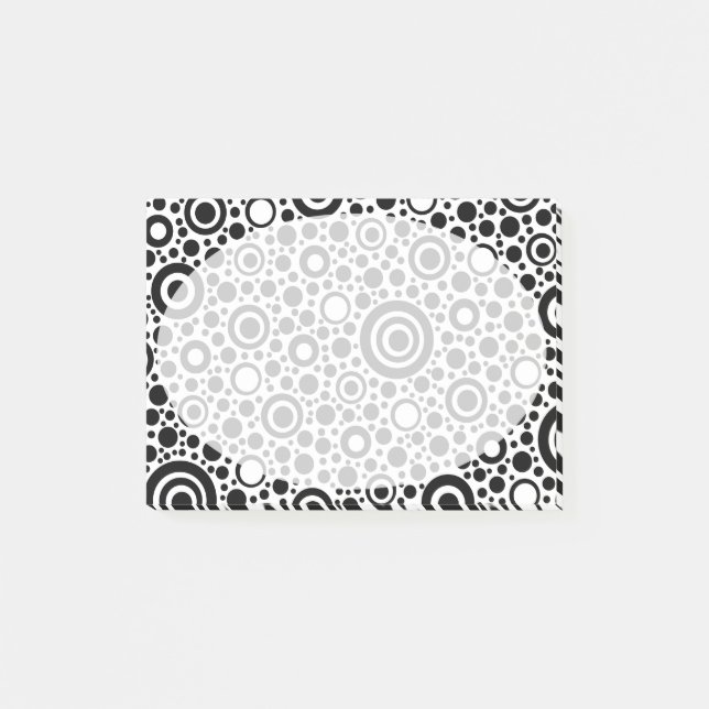 Black Dots & Circle Pattern + your text & backgr. Post-it Notes (Front)