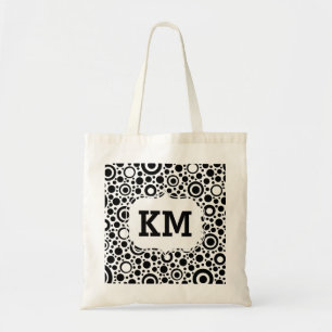 Black Dots & Circle Pattern + your text & backgr. Tote Bag