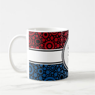 Black Dots & Circles Grid + your backgr. & text Coffee Mug
