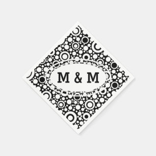 Black Dots & Circles Grid + your backgr. & text Napkin
