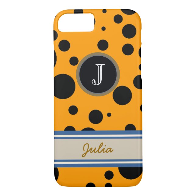 black dots on orange monogrammed Case-Mate iPhone case (Back)