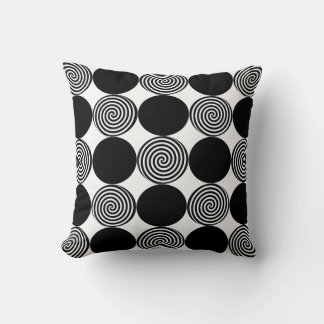 Black Dots & Swirls on White Cushion