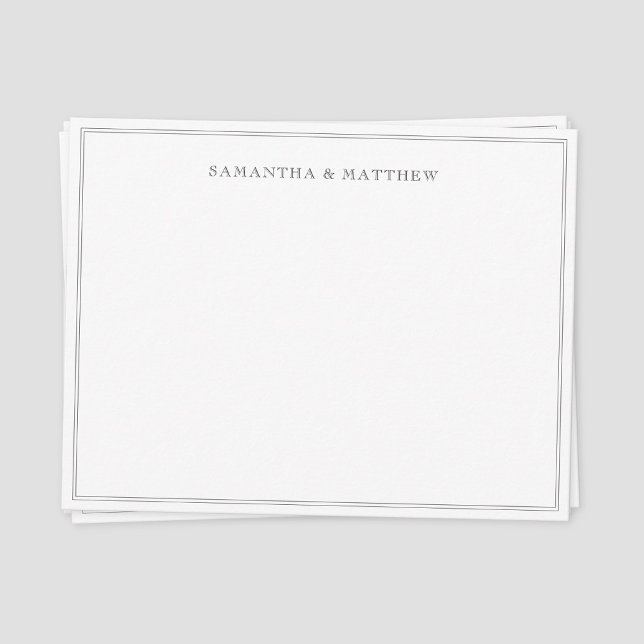 Black Double Border Couple  Card (Classic vintage double border couple note card)