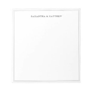 Black Double Border Couple Names Notepad