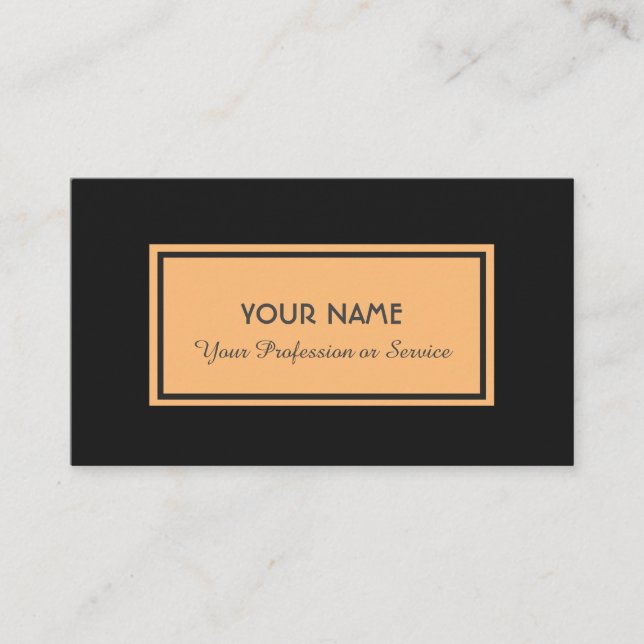 Black double frame orange business card (Front)