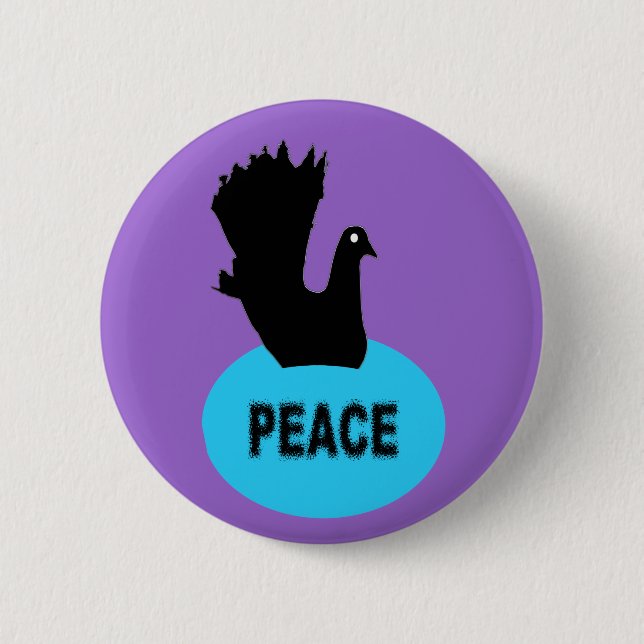 Black Dove Peace Button (Front)